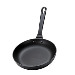 black fry pan, skillet, clipping path, isolated on transparent background
