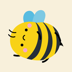 Cute kawaii bee in cartoon, flat, doodle, simple style. Design element for posters, postcards, greeting cards, wallpapers, children's clothes, fabrics, t-shirts, logos