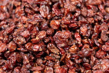 Macro Dried Red Barberry Spice Close-Up.