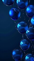 Shiny blue balloons against a dark background ideal for party, celebration, birthday, or festive event promotional material,