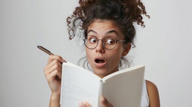 Feeling inspired with an enthusiastic expression, sketching ideas in a notebook. - Powered by Adobe