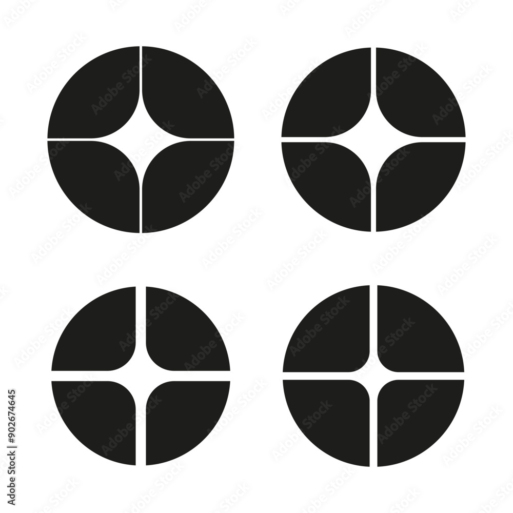 Poster geometric vector icons. circular abstract shapes. modern black symbols. minimalistic design elements