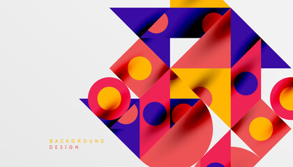 Colorful triangles circles square geometric design. Abstract background for wallpaper, banner, backdrop, card, book Illustration, landing page