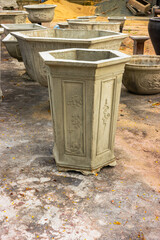Concrete molded into pot shape






