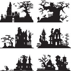Obraz premium Halloween Elegant Silhouette Vector Illustrations
