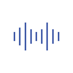 Radio wave or sound wave icon. Sound wave symbol. Sound record icon. Vector icon of sound wave, Vector dark blue icon on white background. Vector illustration. Eps file 159.