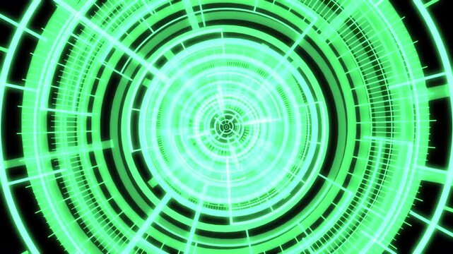 HUD Rader Radial Graph Target Spinning Bold Green Animation Loop