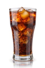 Glass of cola isolated on white background