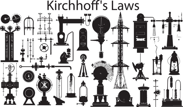 Artistic Kirchhoff's Law Silhouette Elements in Black
