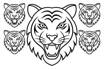 Tiger head line art illustration Design Concepts