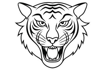 Tiger head line art illustration Design Concepts