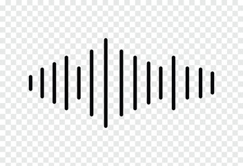 Sound wave icon. Music wave icon. Sound , audio wave or sound wave line art vector icon for music apps and websites. simple black icon on transparent background. Vector illustration. Eps file 163.
