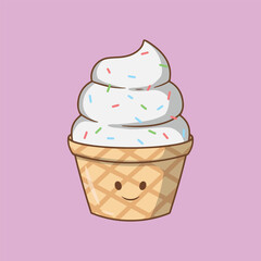 illustration art cute ice cream sticker character  vector design