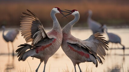 Intimate Moment: Sandhill Cranes Calling to Each Other