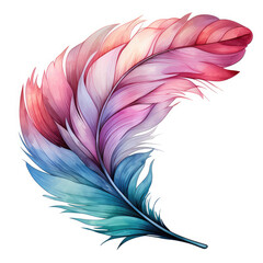 Fototapeta premium Watercolor soft pastel detailed feather in watercolor style, clipart Illustration, Generative Ai