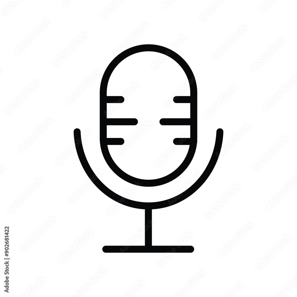 Poster recording studio symbol. old microphone icon . flat design style. microphone silhouette. simple icon