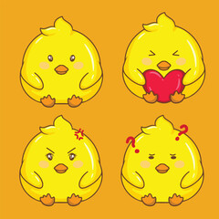 Obraz premium illustration art cute chicks sticker bundle set vector