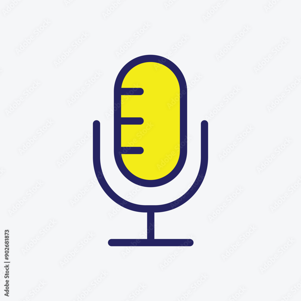 Poster microphone icon . flat design style. microphone silhouette. simple icon. modern flat icon in stylish