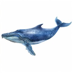 Fototapeta premium blue whale 90s Revival animal fashion cartoon isolated whitebackground 16:9