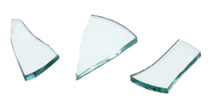 Three pieces of broken glass.