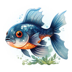 Watercolor Rudderfish, clipart Illustration, Generative Ai