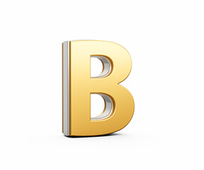 Golden Capital Letter B Gleams With Sleek Modern Design Bold Font With Sharp Edges 3D Illustration