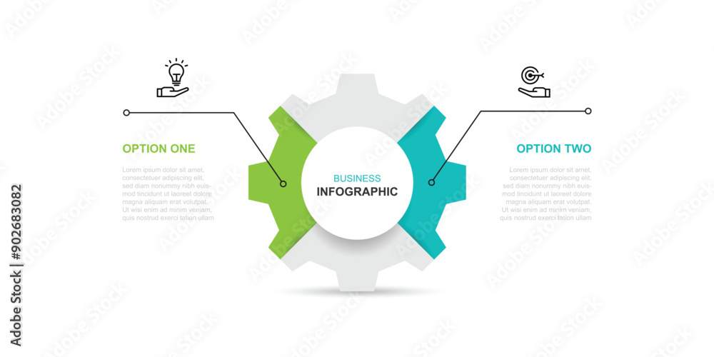 Poster 2 step infographic vector element with icon suitable for web presentation and business information