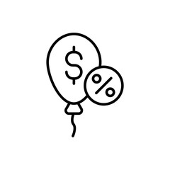 Dollar inflation outline icons, minimalist vector illustration ,simple transparent graphic element .Isolated on white background