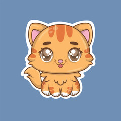 illustration art cute orange cat sticker design
