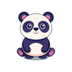 Vector minimalist Panda Bear Clipart illustration On a White Background