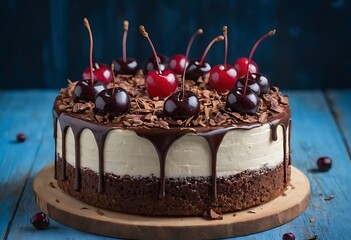Delicious and tasty Celebration Cake on background