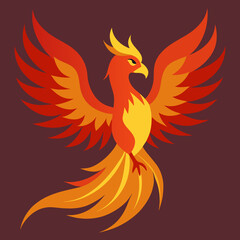 Obraz premium red and orange phoenix with wings