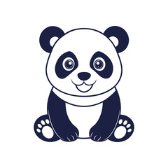 Vector minimalist Panda Bear Silhouette Clipart illustration On a White Background