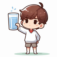 Vector of a teenager holding mineral water