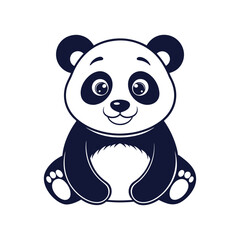 Vector minimalist Panda Bear Silhouette Clipart illustration On a White Background