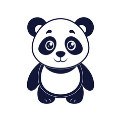 Vector minimalist Panda Bear Silhouette Clipart illustration On a White Background