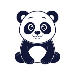 Vector minimalist Panda Bear Silhouette Clipart illustration On a White Background