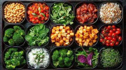 Detailed High-Definition Image of a Healthy Meal Prep with Fresh Ingredients and Colorful Presentation