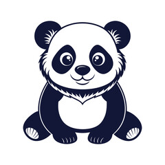 Vector minimalist Panda Bear Silhouette Clipart illustration On a White Background