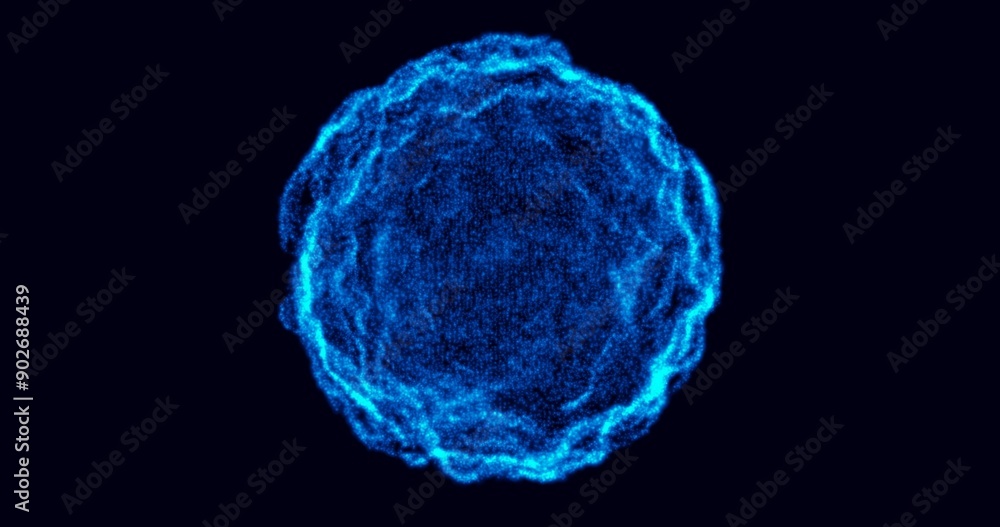 Wall mural an abstract blue glowing sphere with the image of a virus or celestial body. concepts such as techno