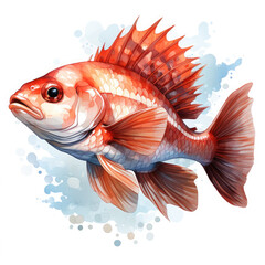 Fototapeta premium Watercolor Rockfish, clipart Illustration, Generative Ai