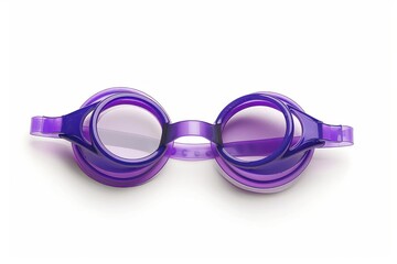 Fototapeta premium Top view of violet swim goggles isolated on white background
