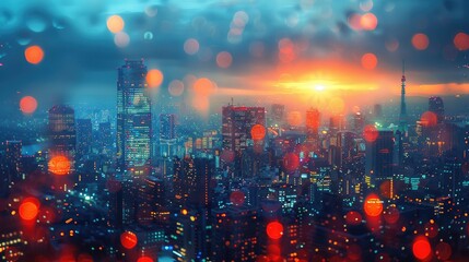 Fototapeta premium Hyper-Detailed Abstract Cityscape with Blurred Lights and Long Exposure for a Dynamic Urban Scene