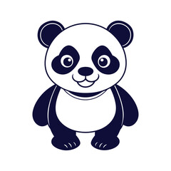 Vector minimalist Panda Bear Silhouette Clipart illustration On a White Background