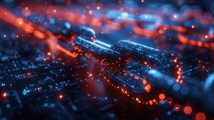 Hyper-Detailed Image of a Blockchain Visualization with Interconnected Nodes for a Modern and Digital Concept