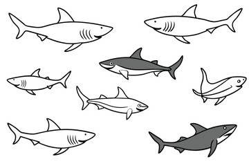 Shark line art illustration Design Concepts