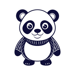 Vector minimalist Panda Bear Silhouette Clipart illustration On a White Background