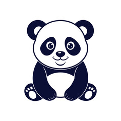 Obraz premium Vector minimalist Panda Bear Silhouette Clipart illustration On a White Background