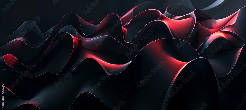 Poster A black and red wave with a red and black background