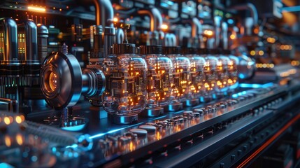 Fototapeta premium Detailed Tack-Sharp Photo of a Quantum Computer with Complex Architecture for a High-Resolution Technology Design